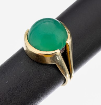 Image 26964041 - 14 kt Gold Chrysopras-Ring, GG 585/000, schlichte Gestaltung, gespaltene Ringschultern, ...