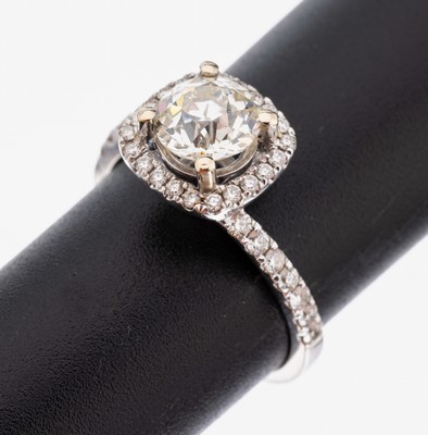 Image 26964059 - 18 kt Gold Diamant-Ring, WG 750/000, mittig Altschliffdiamant ca. 1.20 ct l.get. ...
