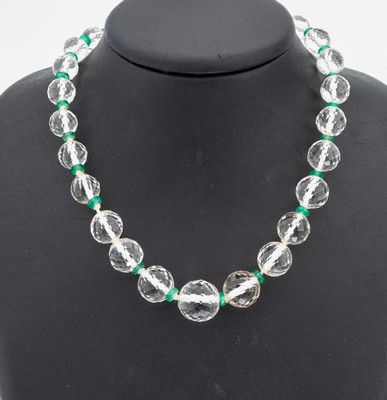 Image 26964071 - Bergkristall-Achat-Collier, Idar-Oberstein um 1900, im Verlauf facett. Bergkristall ...