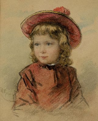 Image Phillip Rumpf, 1821-1896, aquarellierte Zeichnung, Bildnis eines blonden Mädchens ...