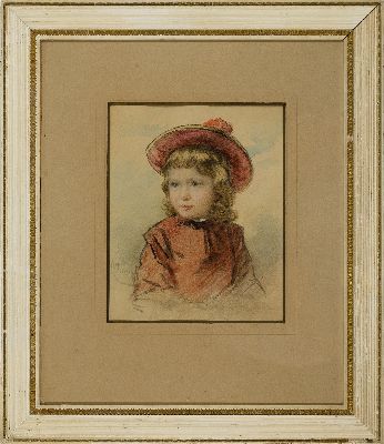 26964091k - Phillip Rumpf, 1821-1896, aquarellierte Zeichnung, Bildnis eines blonden Mädchens ...
