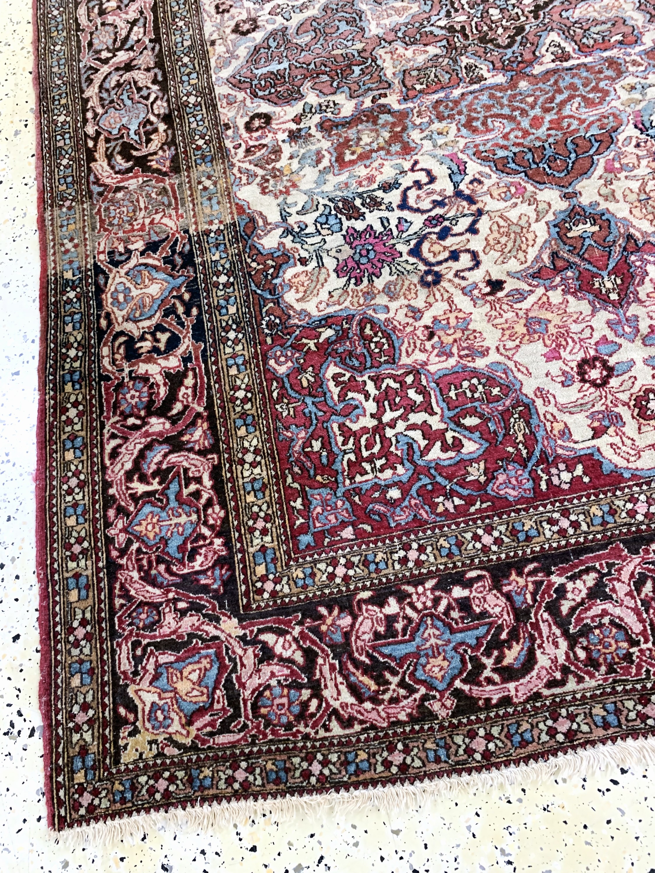 Detail e: Esfahan antik, Persien, um 1900, Wolle auf Baumwolle, ca. 200 x 140 cm, EHZ: 3