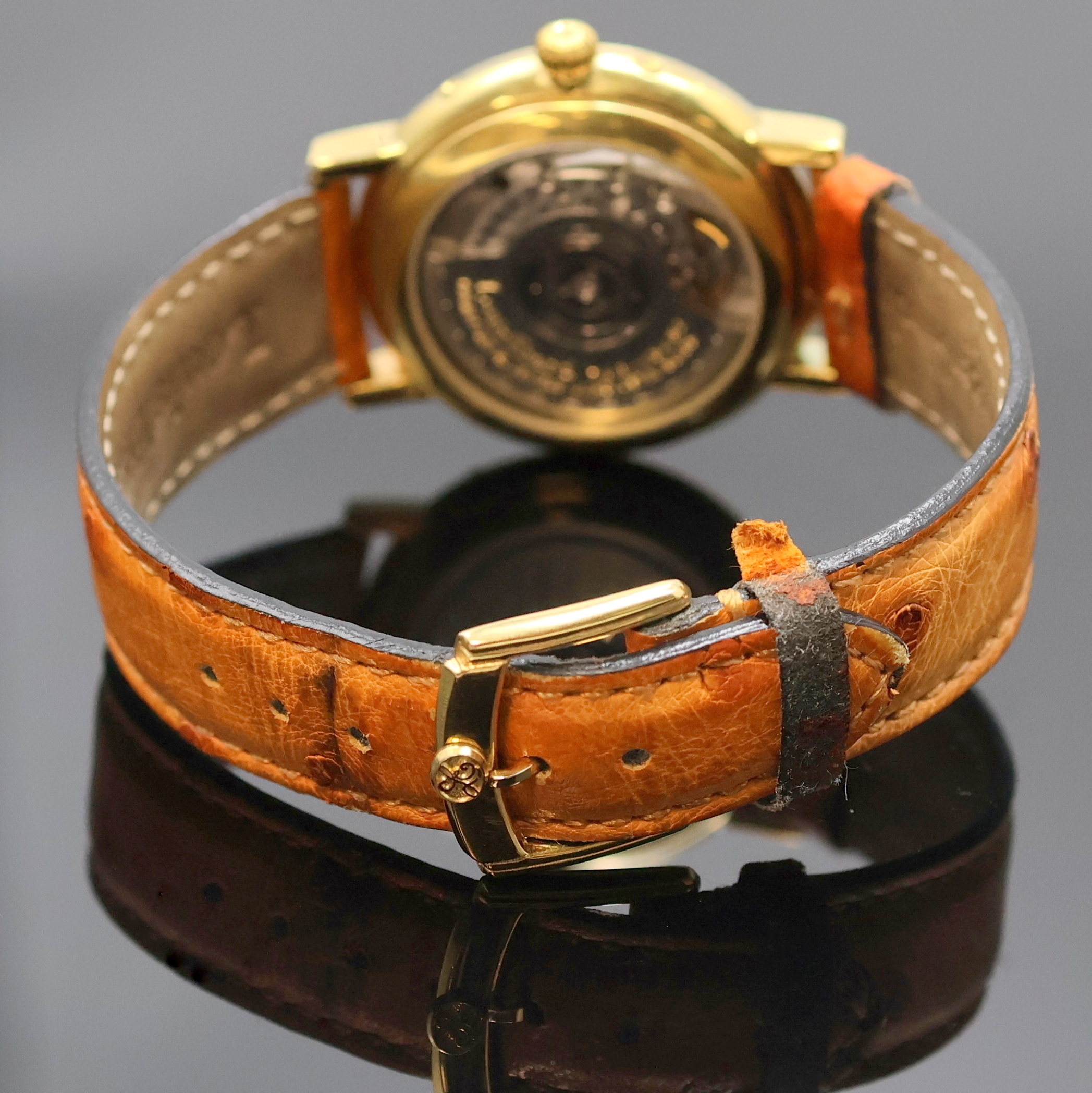 Detail b: LOUIS ERARD Armbanduhr Phase de Lune, Automatik, Schweiz um 2000, verg. Geh. inkl. orig. Lederband m. orig. Dornschl., beids. vergl., Boden aufgedr., ...