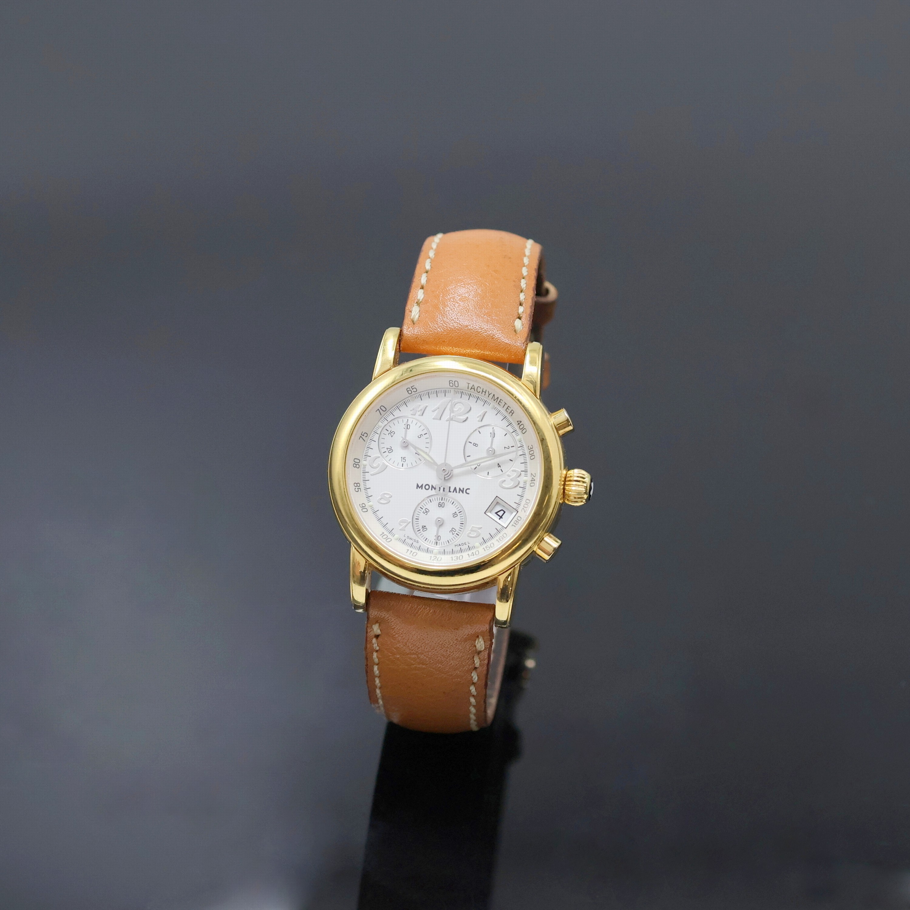MONTBLANC Damenarmbanduhr mit Chronograph Serie Meisterstück Referenz 7039, Schweiz um 2005, quarz, verg. Edelstahlgeh. inkl. orig. Lederband m. ...