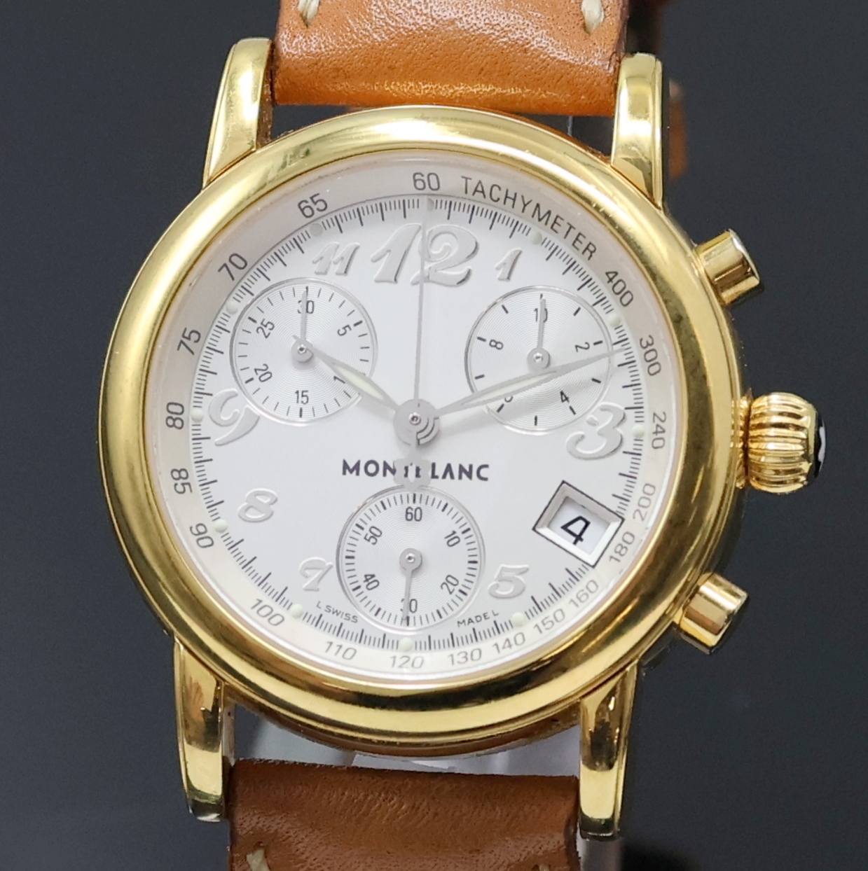 Detail a: MONTBLANC Damenarmbanduhr mit Chronograph Serie Meisterstück Referenz 7039, Schweiz um 2005, quarz, verg. Edelstahlgeh. inkl. orig. Lederband m. ...