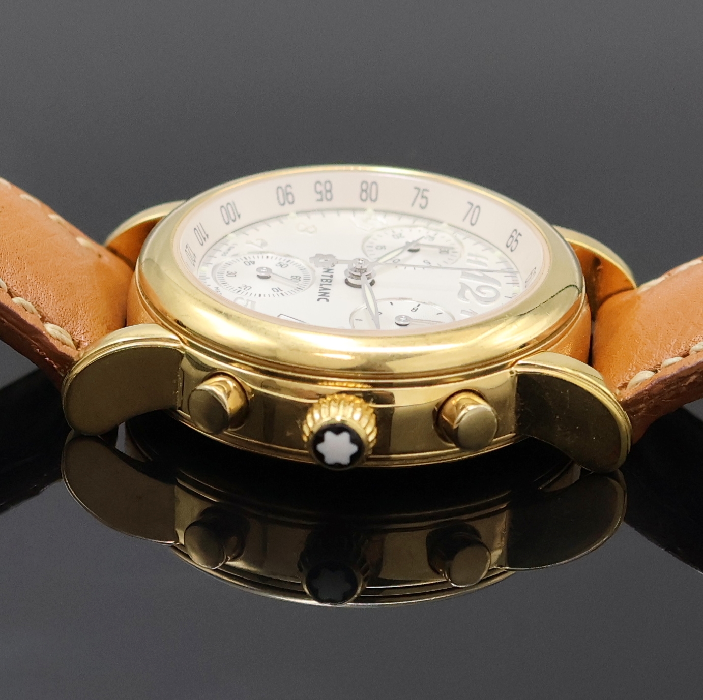 Detail c: MONTBLANC Damenarmbanduhr mit Chronograph Serie Meisterstück Referenz 7039, Schweiz um 2005, quarz, verg. Edelstahlgeh. inkl. orig. Lederband m. ...