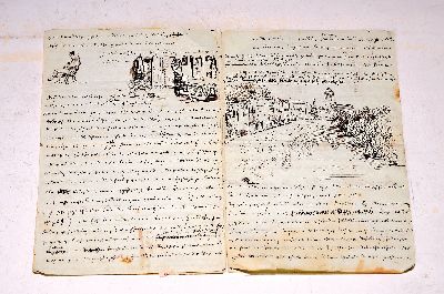 Image 26964102 - Brief mit Handzeichnungen, gestempelt Frankfurt 1847, 13 Folios, eng handgeschrieben in ...