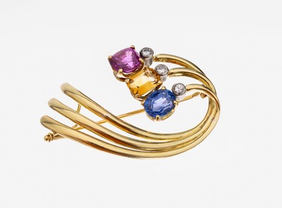 Image 26964137 - 18 kt Gold Saphir-Brillant-Brosche, GG/WG 750/000, qualitätvolle Verarbeitung, ...