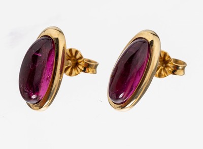 Image Paar 18 kt Gold Turmalin-Ohrstecker, GG 750/000, schlichte Gestaltung, 2 länglich ...