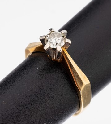 Image 26964151 - 14 kt Gold Brillant-Ring, GG/WG 585/000, Brillant ca. 0.40 ct l.get.Weiß/si2-p1, ...