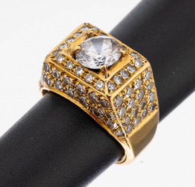 Image 26964159 - 18 kt Gold Zirkonia-Brillant-Ring, GG 750/000, mittig Zirkonia, muß nachgefasst ...