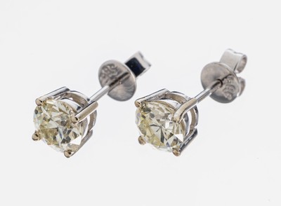 Image 26964190 - Paar 14 kt Gold Diamant-Ohrstecker, WG 585/000, 2 Altschliffdiamanten zus. ca. 1.34 ct ...