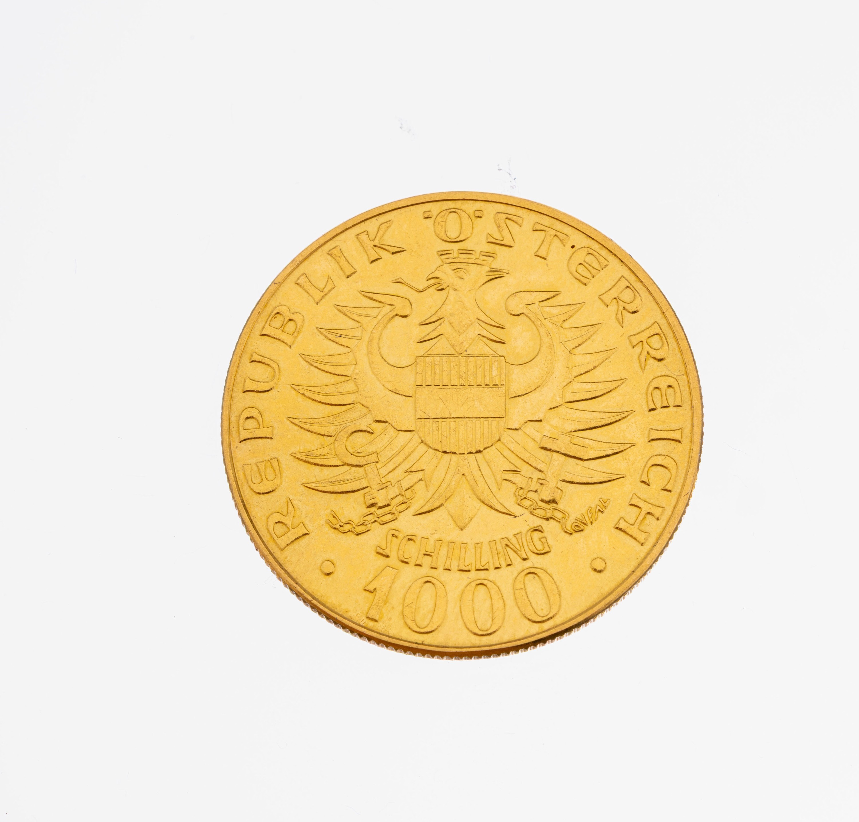 Goldmünze 1000 Schilling, Österreich, 1976,1000 Jahre Einsetzung der Babenberger
