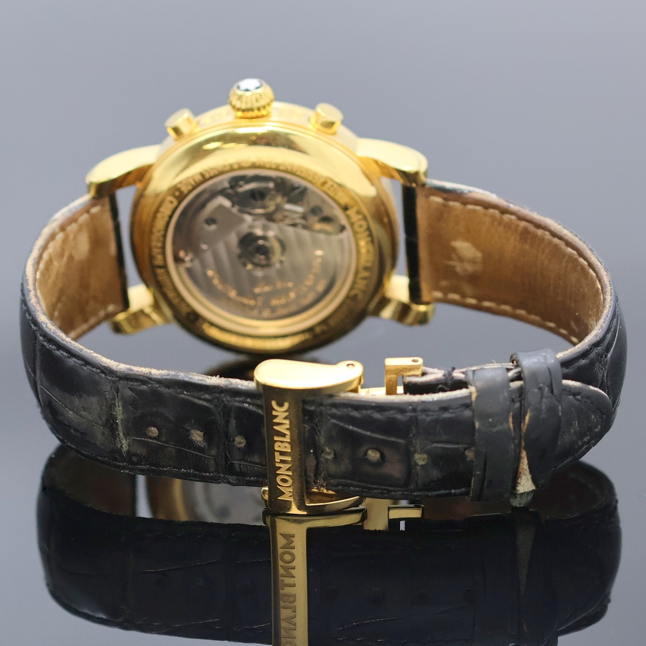 Detail b: MONTBLANC Armbandchronograph Serie Meisterstück Referenz 7016, Automatik, Schweiz um 2002, verg. Edelstahlgeh. inkl. orig. Lederband (zu ern.) m. ...