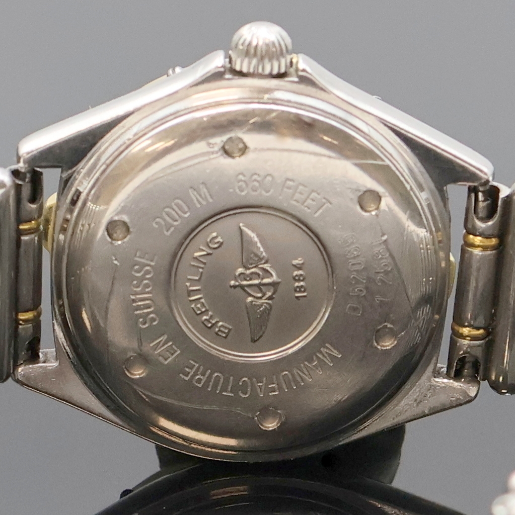 Detail d: BREITLING Lady J Damenarmbanduhr Referenz D52065, Schweiz um 1995, quarz, verschr. Edelstahlgeh. inkl. orig. Roleauxband m. dopp. Faltschl., ...