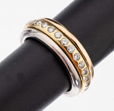 Image 26964203 - 18 kt Gold Brillant-Ring, WG/RG/GG 750/000,drehbare GG-Schiene mit Brillanten zus. ca. ...