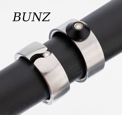 Image Konvolut 2 BUNZ Brillant-Ringe, Stahl und GG 750/000, 1 x Spannring mit kl. Brillant, 1 ...