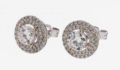 Image 26964283 - Paar 18 kt Gold Brillant-Ohrstecker, WG 750/000, 2 Brillanten zus. ca. 1.16 kt ...