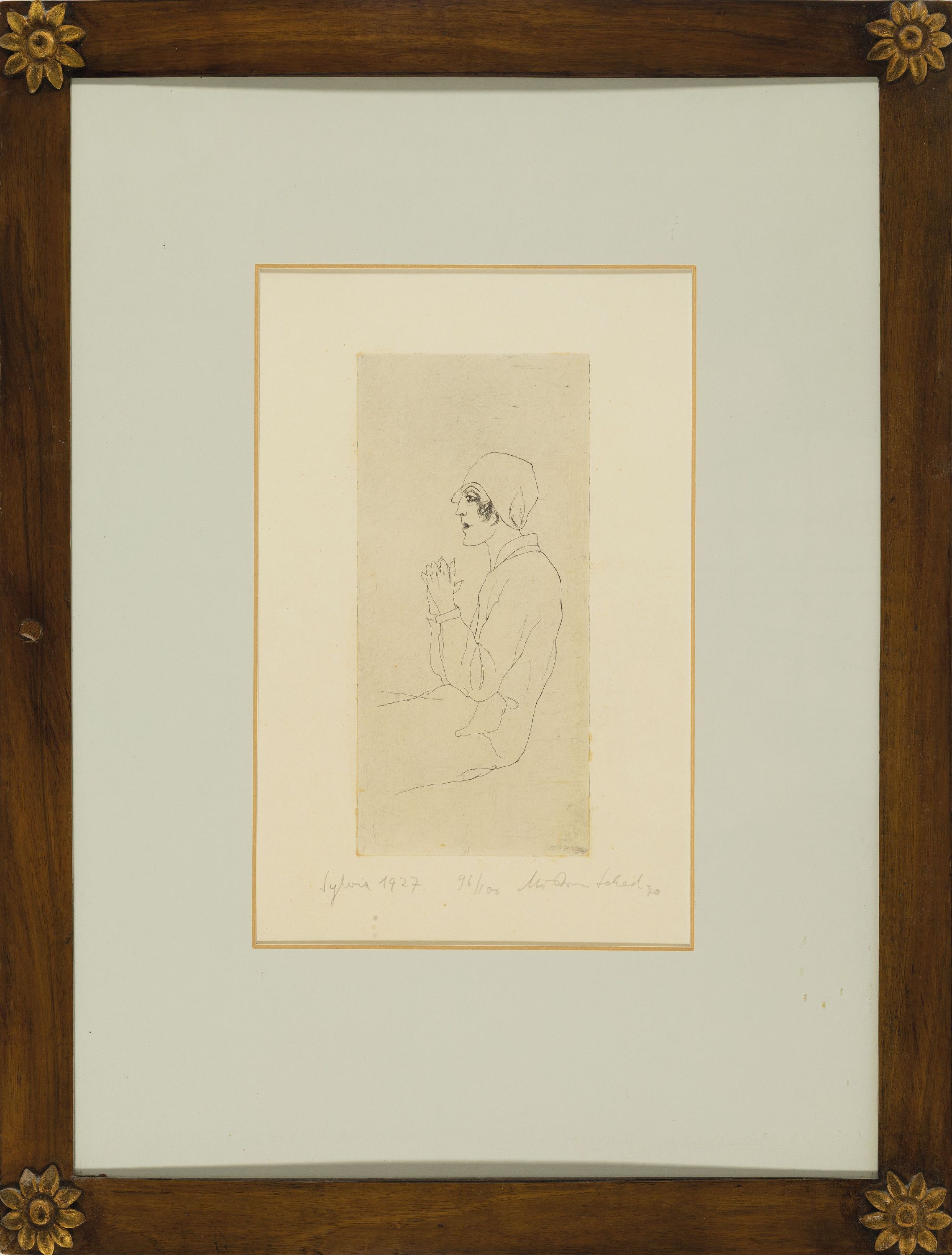 Detail k: Christian Schad, 1894 Miesbach-1982 Stuttgart, Radierung, "Sylvia 1927", Abzug von 1970, Ed. 96/100, signiert, datiert und bez., Platte ...