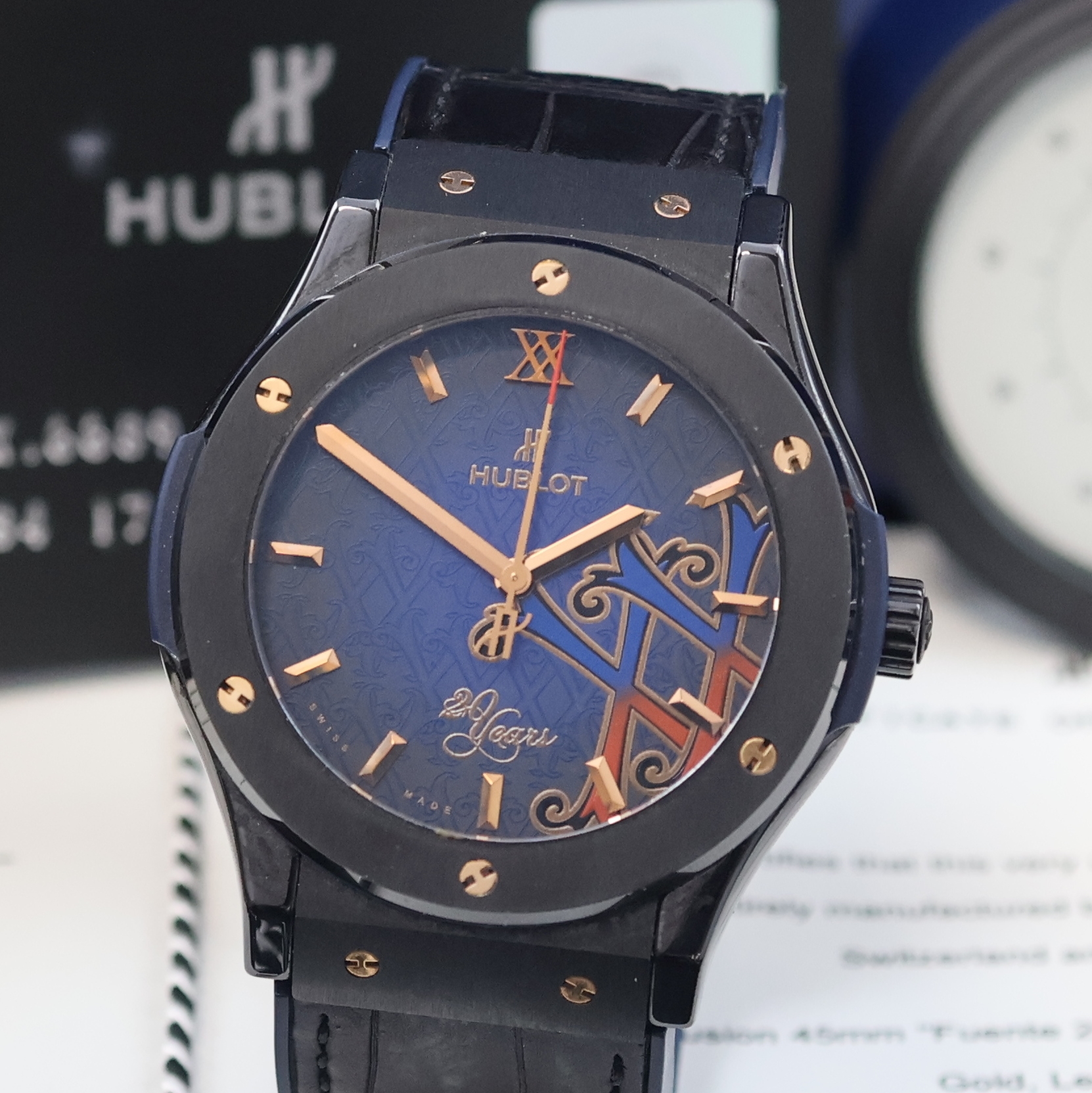 Detail a: HUBLOT extrem seltene, auf 20 Stück limitierte Keramik/Titan Herrenarmbanduhr Classic Fusion XX Special Edition Fuente 20th Anniversary Opus X ...