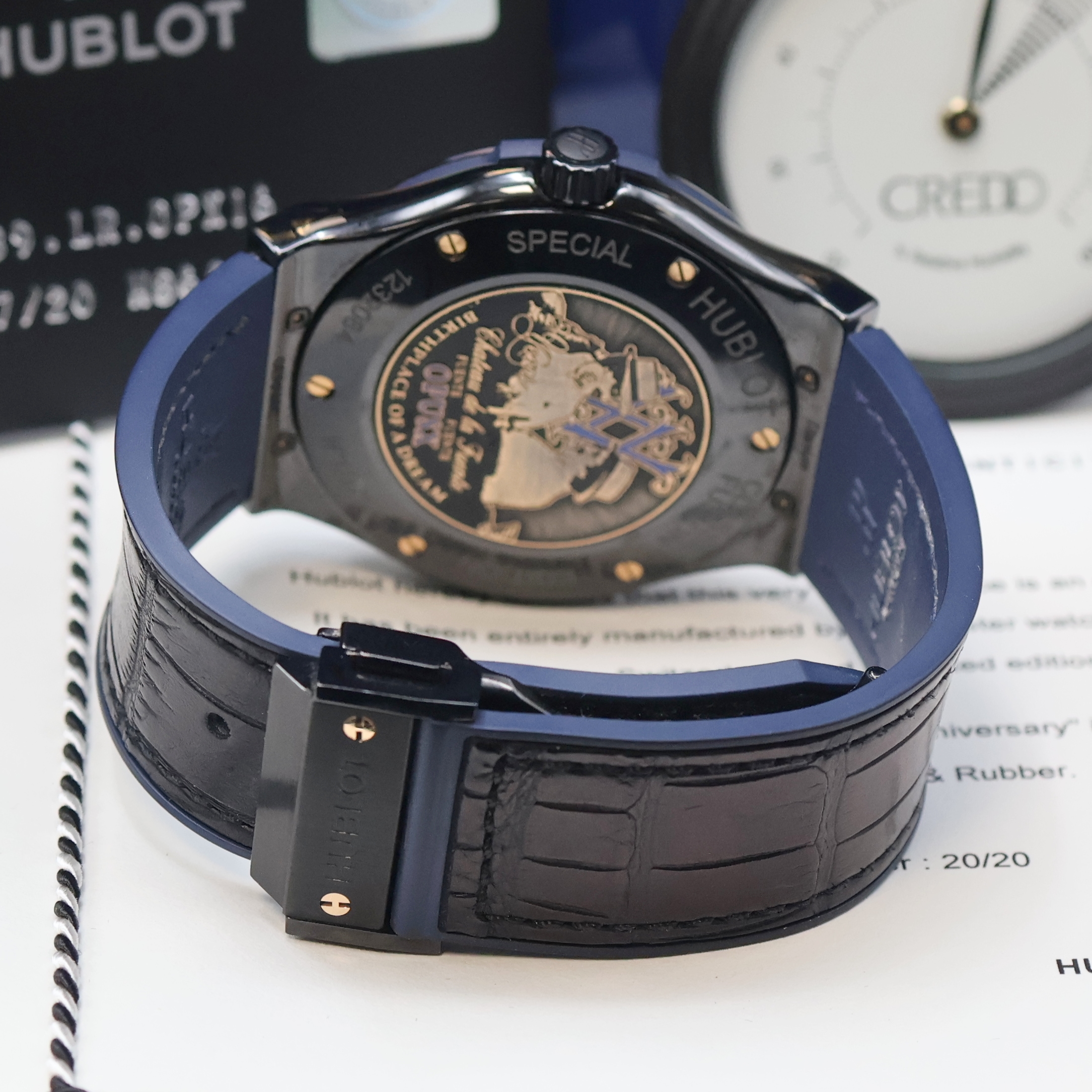 Detail b: HUBLOT extrem seltene, auf 20 Stück limitierte Keramik/Titan Herrenarmbanduhr Classic Fusion XX Special Edition Fuente 20th Anniversary Opus X ...