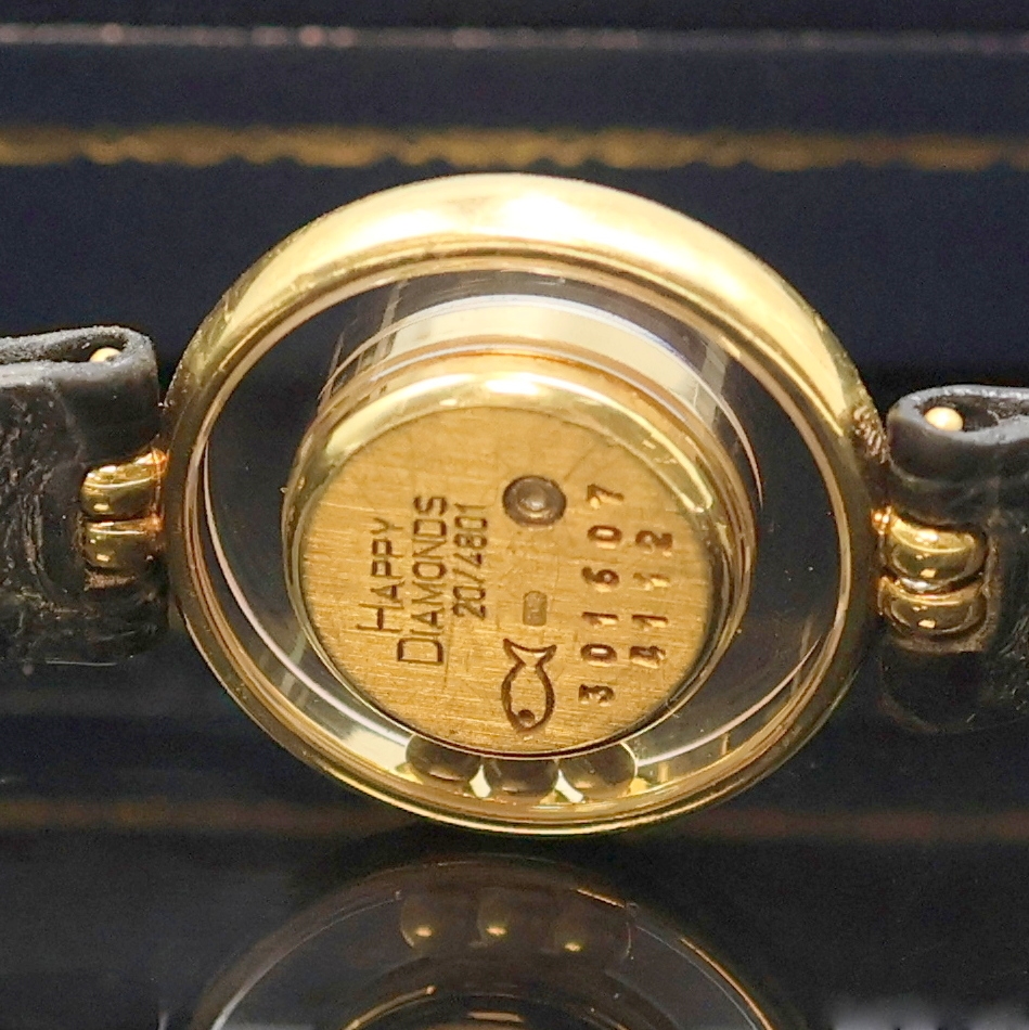 Detail d: CHOPARD Damenarmbanduhr Serie Happy Diamonds in GG 750/000 Referenz 4112, Schweiz um 1990, quarz, beids. vergl. Geh. inkl. orig. Lederband m. verg. ...