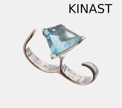 Image 26964314 - Ausgefallener Platin Aquamarin-Doppelring, Pt 950/000, facett. Aquamarin im ...