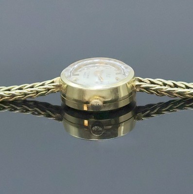 26964315c - A-R-P Damenarmbanduhr in GG 585/000, Schweiz um 1975, quarz, Boden aufgedr., Goldband, ...