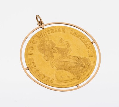 Image 26964322 - 14 kt Gold Münz-Anhänger, GG 585/000, lose gefasste Goldmünze, 4 ...