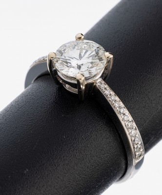 Image 26964325 - 18 kt Gold Brillant Ring, WG 750/000, Brillant ca. 1.11 ct feines Weiß(G)/vvs2, ...
