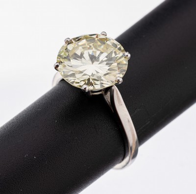 Image 18 kt Gold Brillant-Ring, WG 750/000, Brillant 6.21 ct get.-light yellow ...