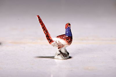 Image Miniaturfigur, Meissen, 20. Jh., Porzellan, in Form eines Fasans, bunt naturalistisch ...