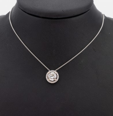 Image 18 kt Gold Diamant-Collier, WG 750/000, mittig Altschliffdiamant ca. 2.28 ct l.get. ...