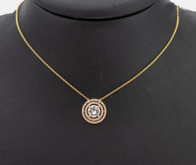 Image 18 kt Gold Brillant-Collier, GG 750/000, Brillant ca. 1.05 ct feines ...
