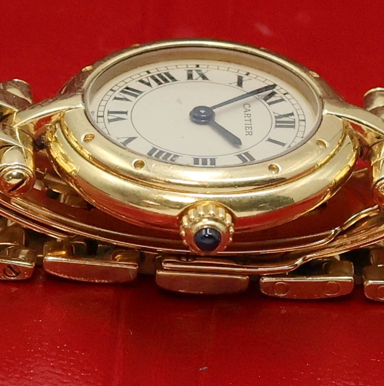 Detail c: CARTIER Damenarmbanduhr Panthere Vendome in GG 750/000 Referenz 8057921, quarz, massives Goldgeh. inkl. Gliederband m. dopp. Faltschl., Boden 8-fach ...