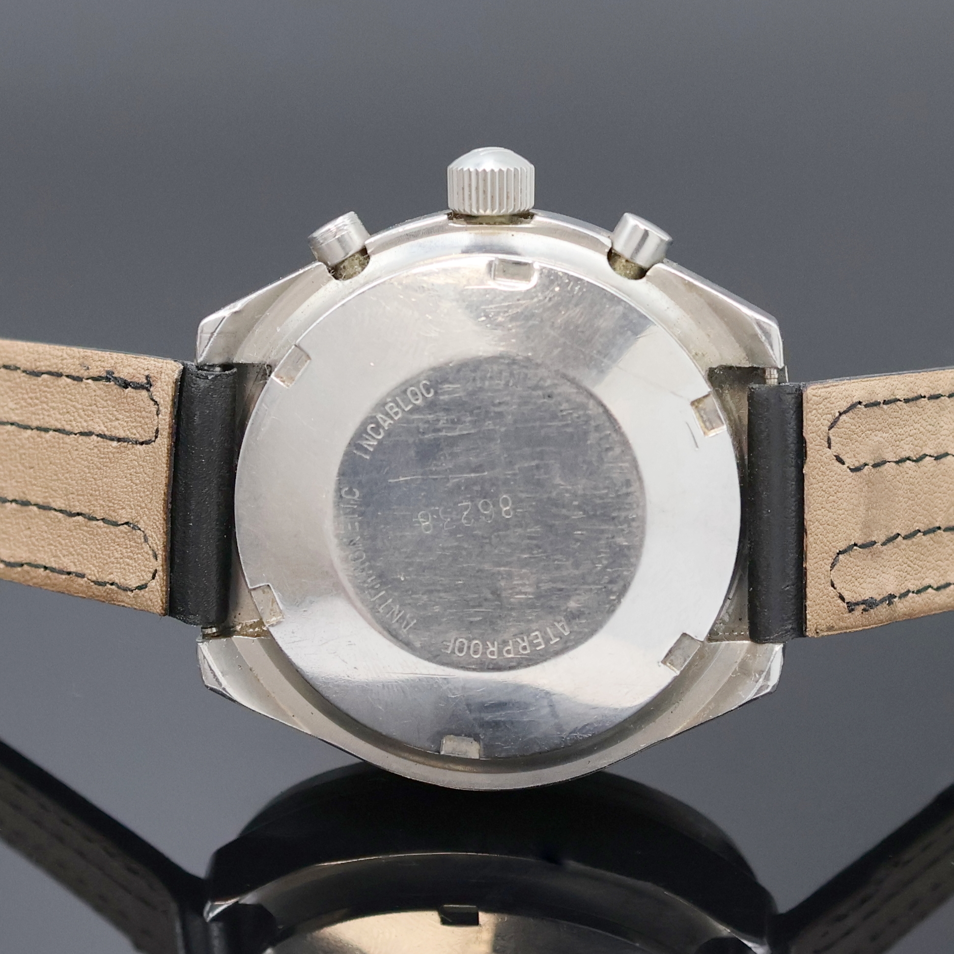Detail c: SINN Armbandchronograph, Deutschland/Schweiz um 1990, Automatik, massives Edelstahlgeh., Boden und Krone verschr., schwarzes Zifferbl. m. ...