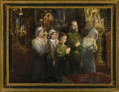 26964687k - wohl I. Reipolsky, russ. Künstler, Zar Alexander mit Familie, rückseitig ...