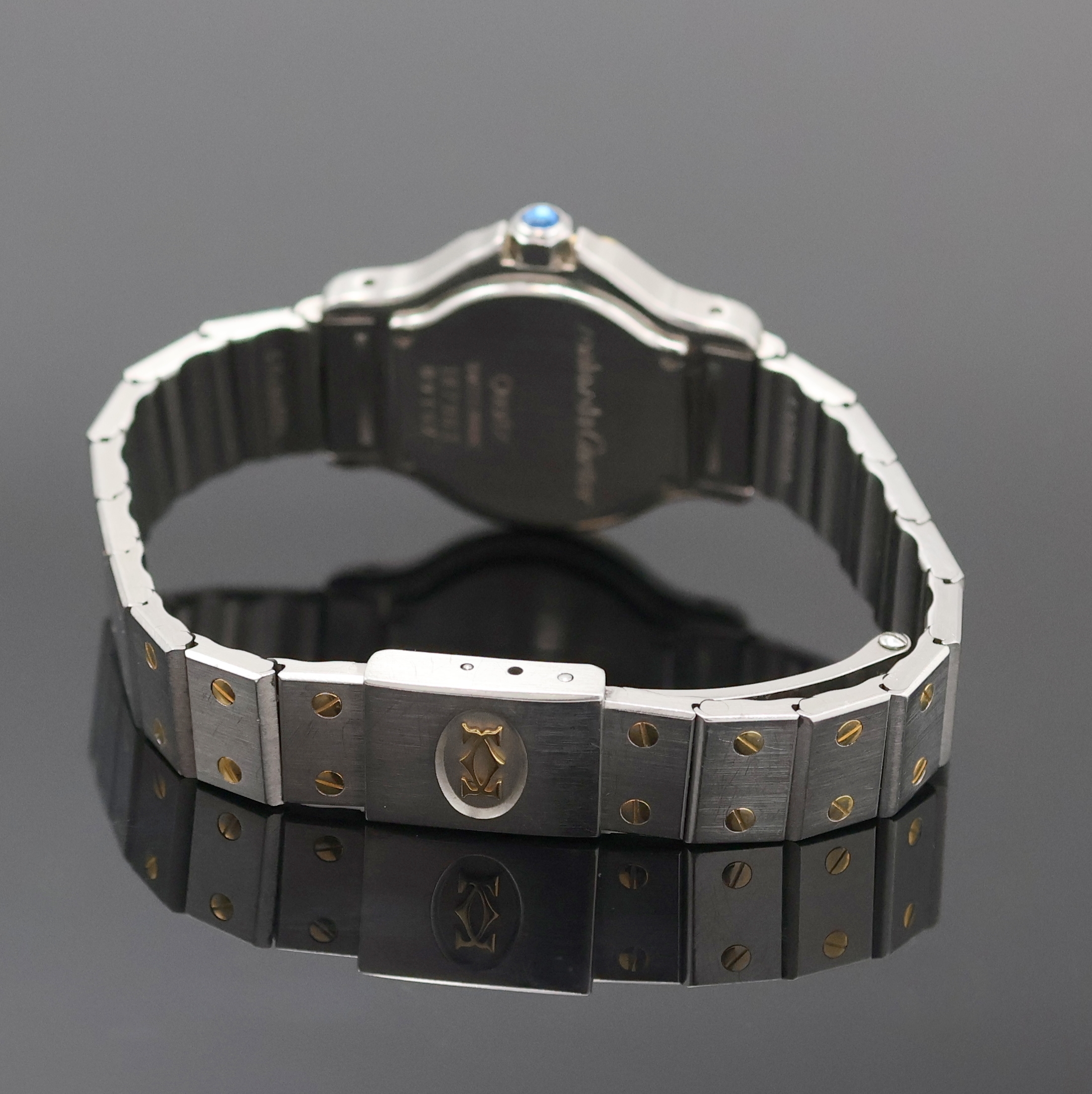 Detail b: CARTIER Damenarmbanduhr Santos Ronde Referenz 187903, Schweiz um 1990, Edelstahl/Gold kombiniert inkl. Gliederband m. Faltschl., quarz, Boden 4-fach ...