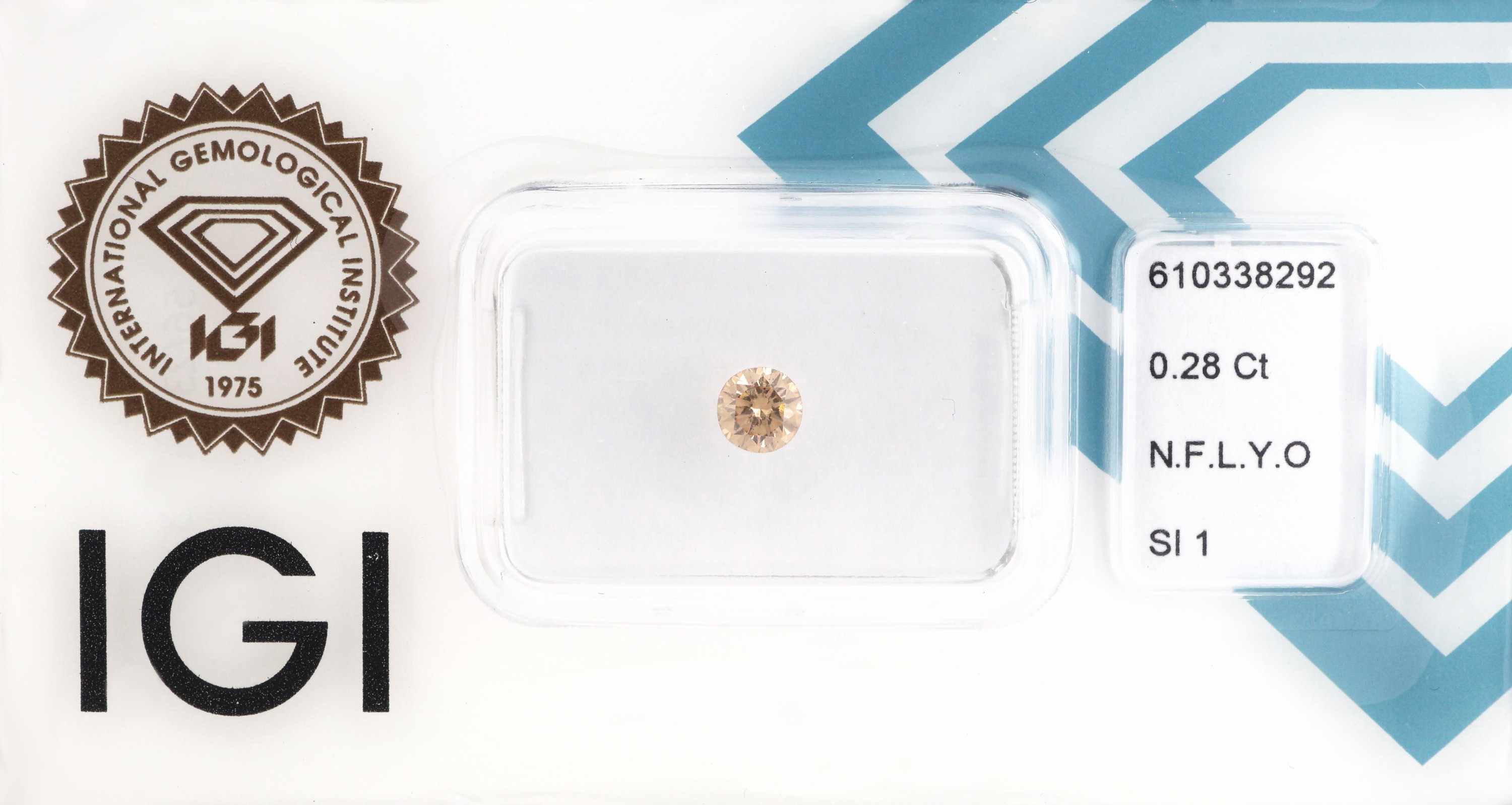 Loser Brillant, 0.28 ct natural fancy light yellowish orange/si1, eingeschweißt, mit IGI- Expertise