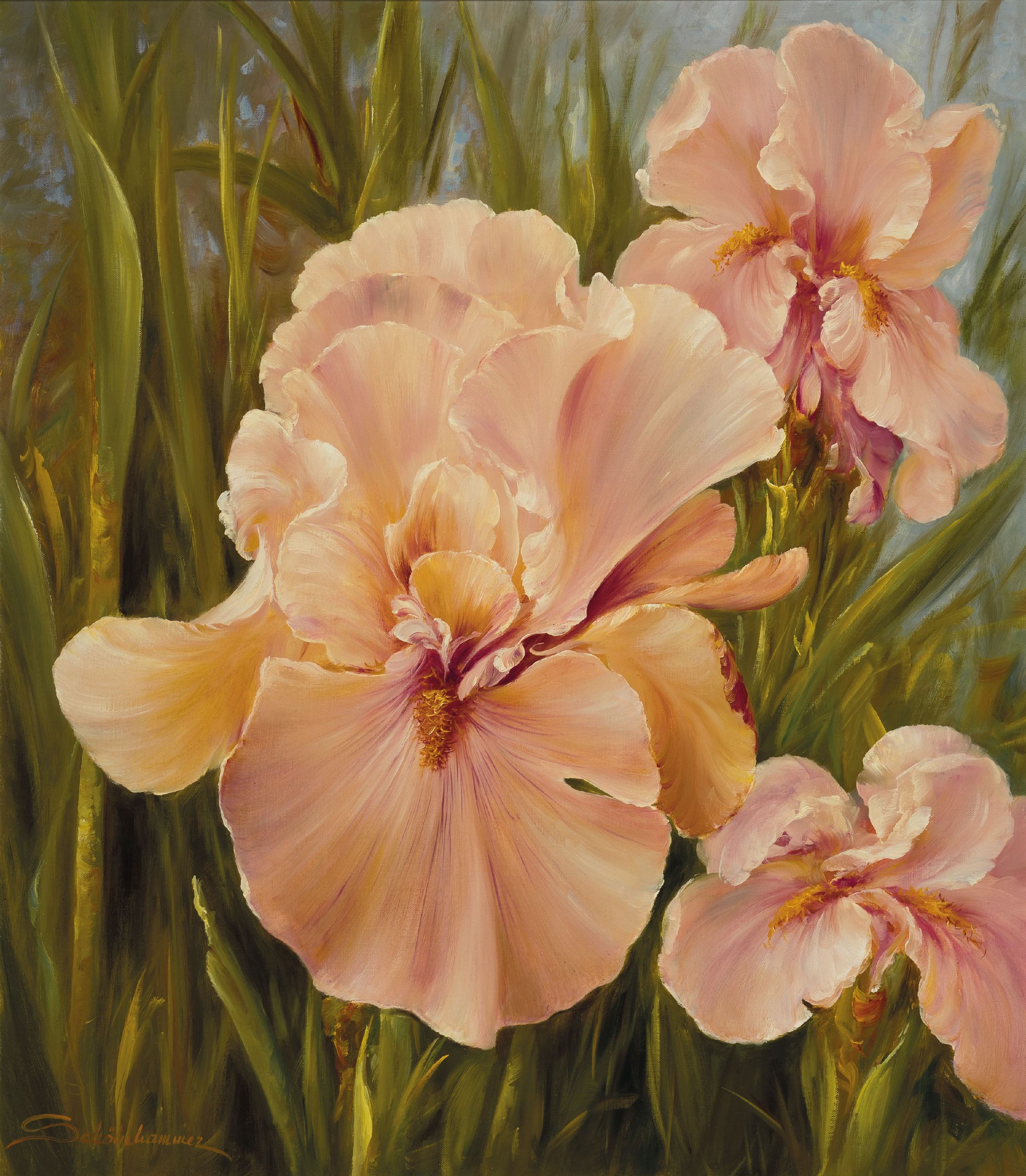 Heinz Schölnhammer, geb. 1940 Wien, Iris, Öl/Lwd, links unten signiert, ca. 80x70cm, R. ca. 99x88cm