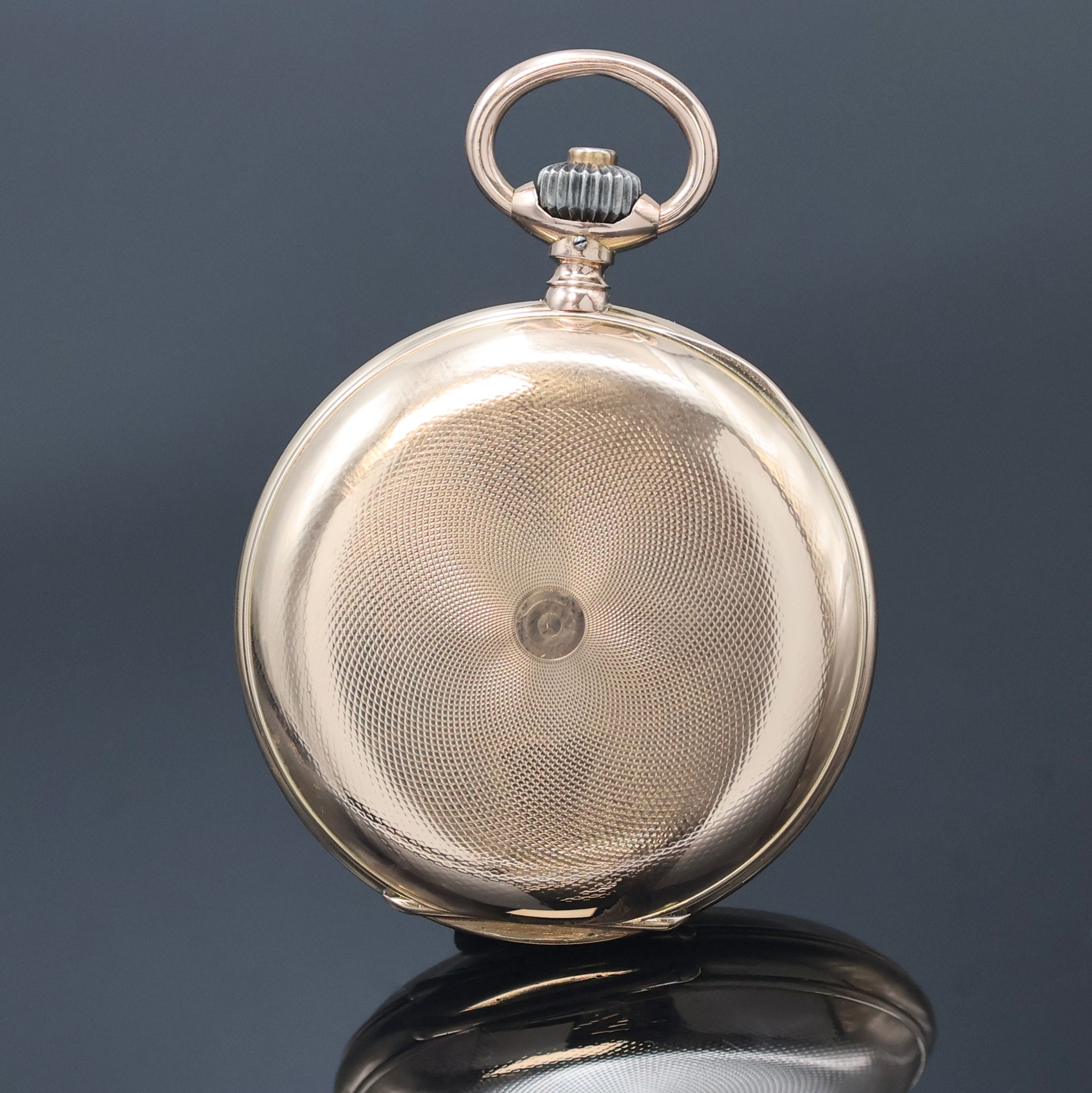 Detail c: IWC Savonette Herrentaschenuhr in RG 585/000, Schweiz laut beil. Kopie vom Stammbuchauszug verkauft um 1892, guill. 3- Deckel Goldgeh., Sprungdeckel ...