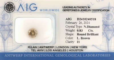 Image Loser Brillant, 0.83 ct light brown/p1, eingeschweißt, mit AIG-Expertise