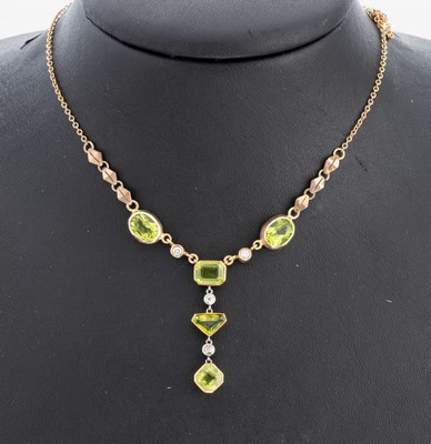 Image 26964731 - 14 kt Gold Peridot-Brillant-Collier, GG 585/000, 6 Peridots in versch. Schliffformen ...