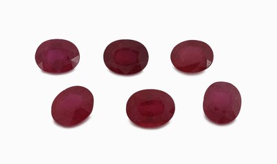 Image Lot 6 lose Rubine ca. 15.68 ct, ovalfacett., beh.