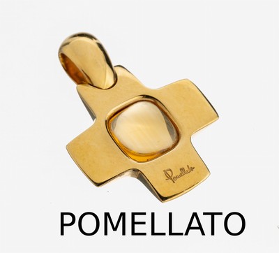 Image 26964752 - 18 kt Gold POMELLATO Citrin-Kreuzanhänger, GG 750/000, quadratischer ...