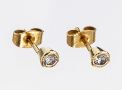 Image 26964760 - Paar 14 kt Gold Brillant-Ohrstecker, GG 585/000, 2 Brillanten zus. ca. 0.30 ct ...