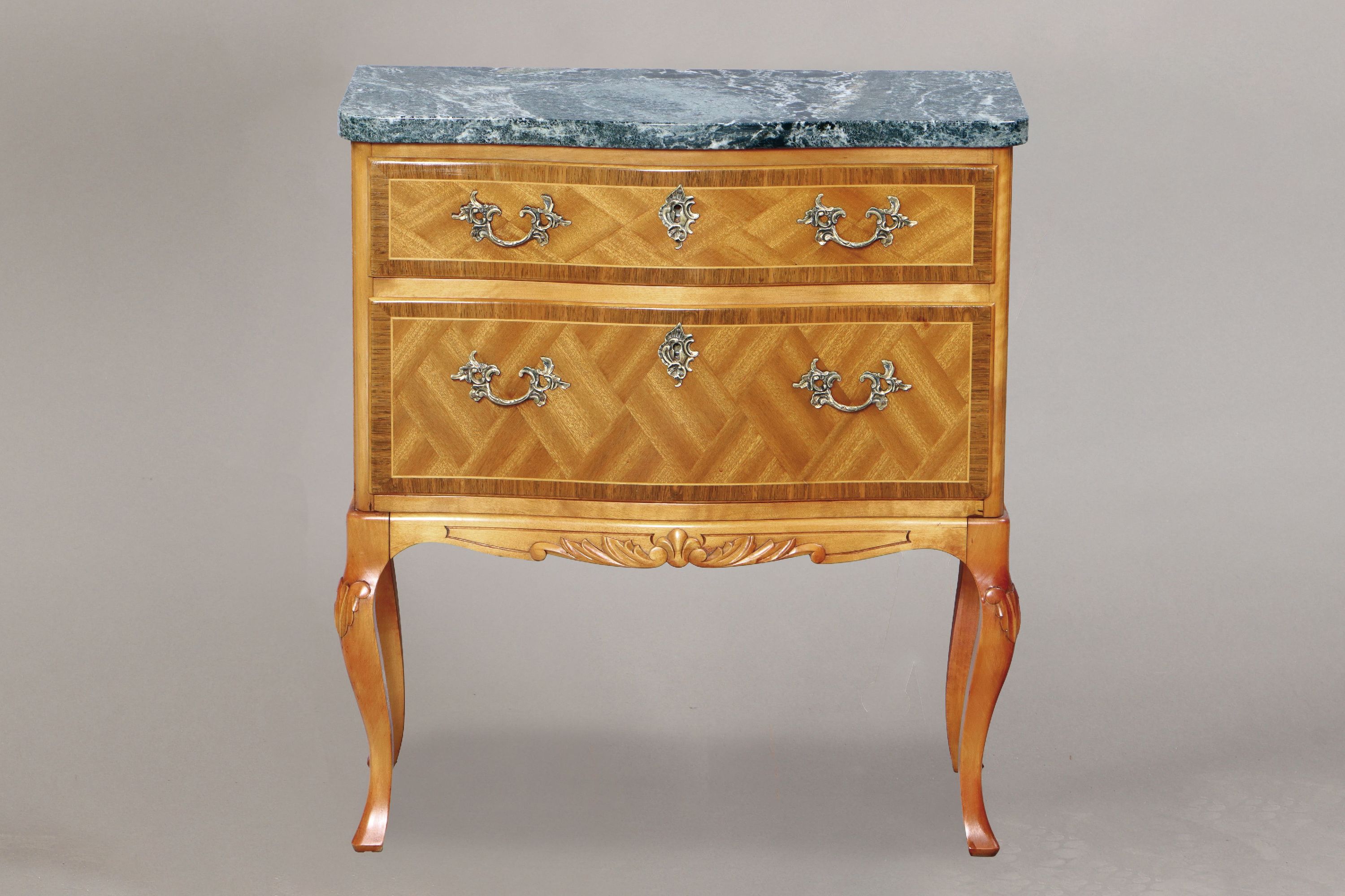 Image 26964805 - Kleine Barockstil-Kommode, fortgeschrittenes 20.Jh., Marmorplatte 2 Schubladen, ...