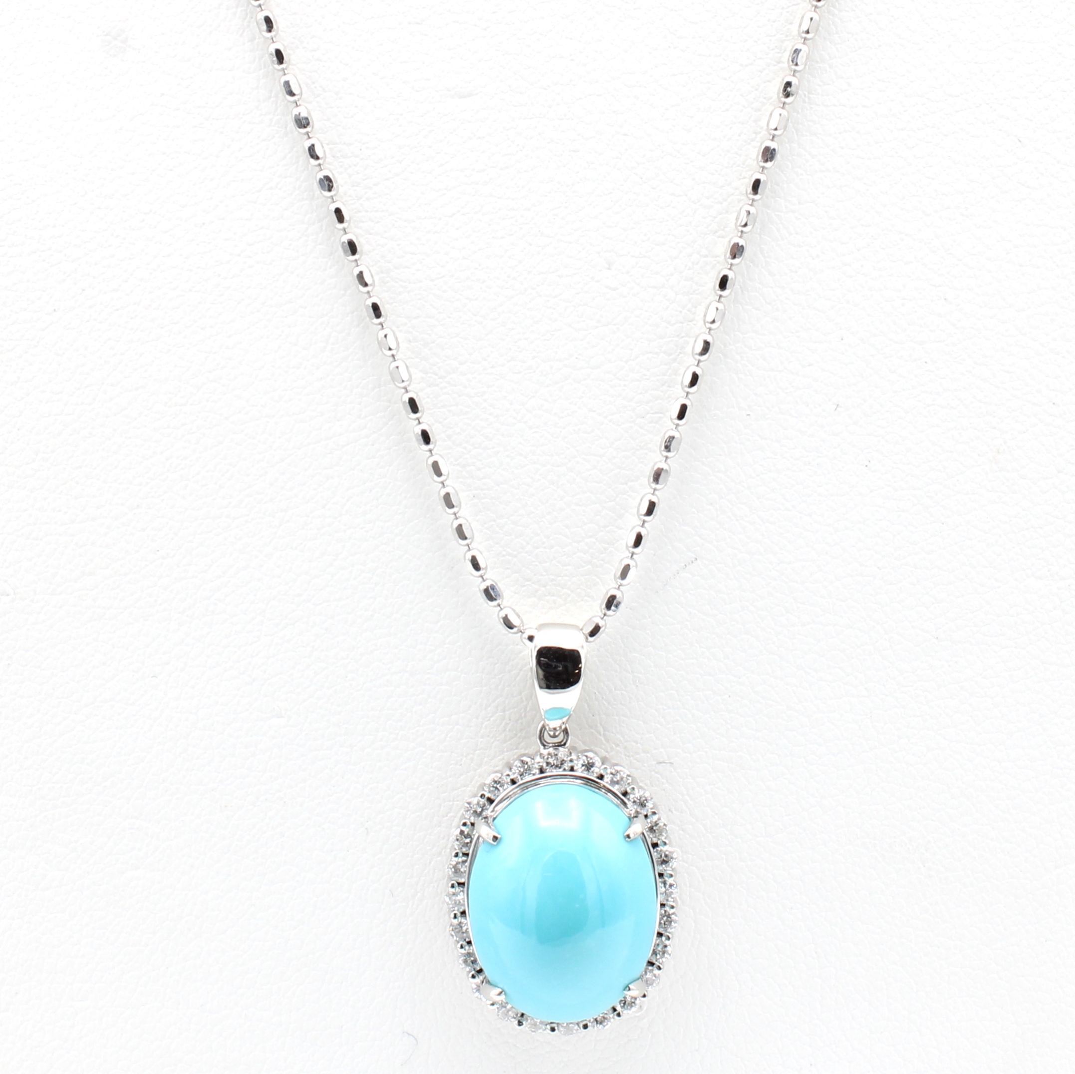 Image 26964870 - Anhänger mit Türkis und Brillanten an Kette, Kette WG 750/000, Anhänger 900er Platin, ...
