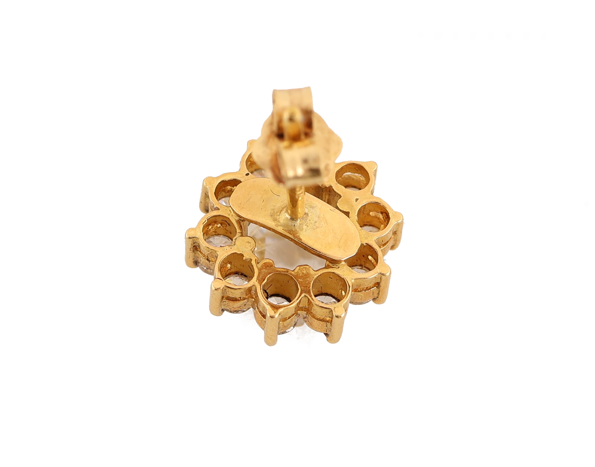 Detail b: Paar 18 kt Gold Diamant-Ohrstecker, GG 750/000, 2 Diamantrosen zus. ca. 1.50 ct l.get. Weiß/si, 20 Brillanten zus. ca. 0.80 ct ...