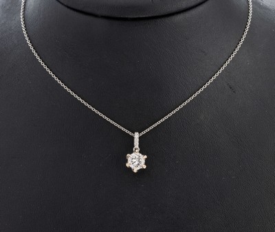 Image 26964818 - 18 kt Gold Brillant-Anhänger, WG 750/000, Brillant ca. 1.04 ct hochfeines ...